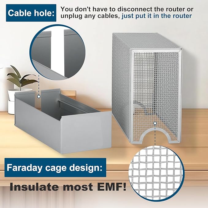Large WiFi Router Cover - Blocks 90% of Router Emf & 5G, Allows Uninterrupted Use - Faraday Cage Emf Protection - Two Year Warranty