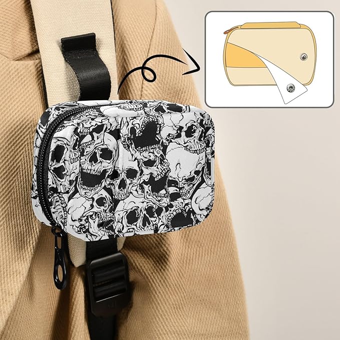 Skulls Pill Box 7 Day Pill Case Travel Pill Organizer Bag Container for Medicine with Zipper Portable Weekly Case Compact Size for Medicine, Vitamin, Supplement