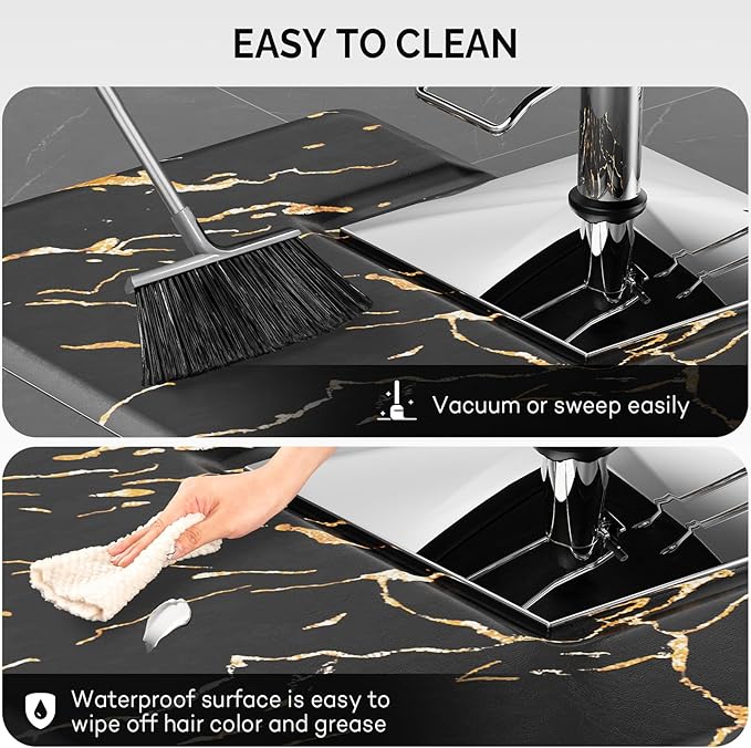 OmySalon Salon Mat for Hair Stylist Anti Fatigue, 3 ft. x 4 ft. Comfort Barber Floor Mat with Square Base, Salon Chair Matt Hairdresser Standing, Anti-Slip Easy Cleaning
