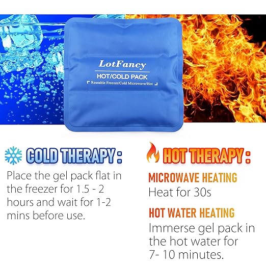 LotFancy Elbow Ice Pack, Reusable Gel Pack with Brace Wrap, Hot Cold Therapy Compress for Tendonitis and Golfers, Tennis Elbow, Arthritis, Bursitis, Sports Injuries Pain Relief