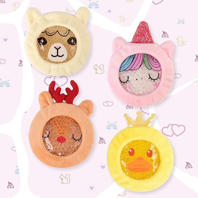 Leonns® Kids Ice Packs for Boo Boos, Reusable Cold Packs for Toddlers and Children with Soft Animal Covers | Relief for Bumps, Swelling, Bruises and Pain - Cute Gel Ice Pack Set 4-Pack (Unicorn)