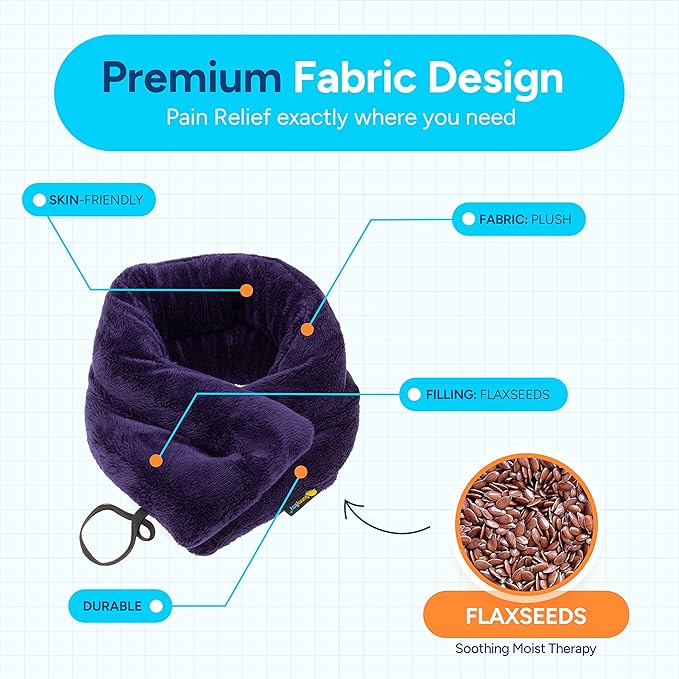 SunnyBay Microwave Heating Pad, Microwavable Heated Neck and Shoulder Wrap, Multipurpose Moist Hot/Cool 2.5lb Bean Bag Pack with Plush Cover and Elastic Fastener, 26x5 Inches, Regular Purple