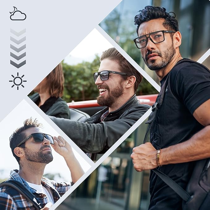 Photochromic Sunglasses for Men Women, UV Transition and Proteciton. ANSI Z87.1 for Sports Running and Work safety