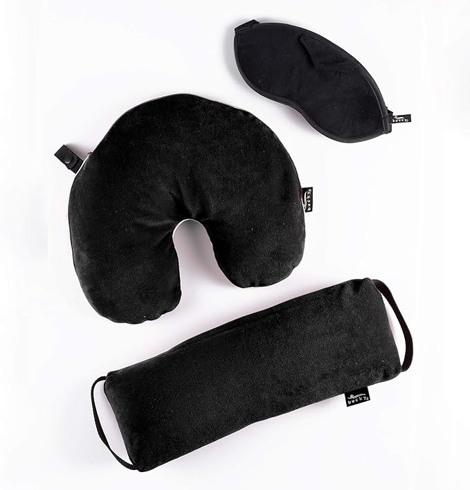 Bucky Eden Collection Lightweight Eye Shade Mask with Reusable Ear Plugs, Black