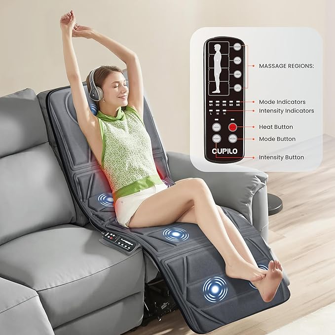 Full Body Massage Mat, Massage Pad with 10 Vibrating Motors for Pain Relief, Back Massager with Heat, Full Body Massage for Back, Lumbar,Leg, Gifts for Men Women, Long 67"