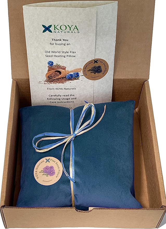 KOYA Naturals Soft Velvet Flax Seed Pillow - Microwave Heating Pad – Microwavable Moist Heat Pack – for Neck, Muscle, Joint, Stomach Pain, Menstrual Cramps – Warm Wrap (Turquoise)