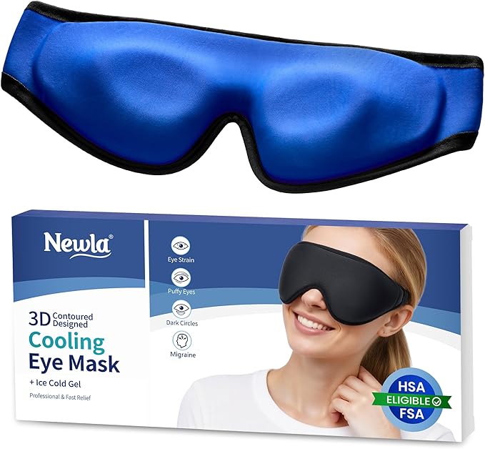 Upgraded Cooling Gel Eye Mask for Puffy Eyes: Larger Full-Eye Cover Design, FSA Eligible Items HSA, Ice-Cold Therapy Relief, Headache & Migraine Relief, Reusable Cold Compress for Eye Strain (Black)
