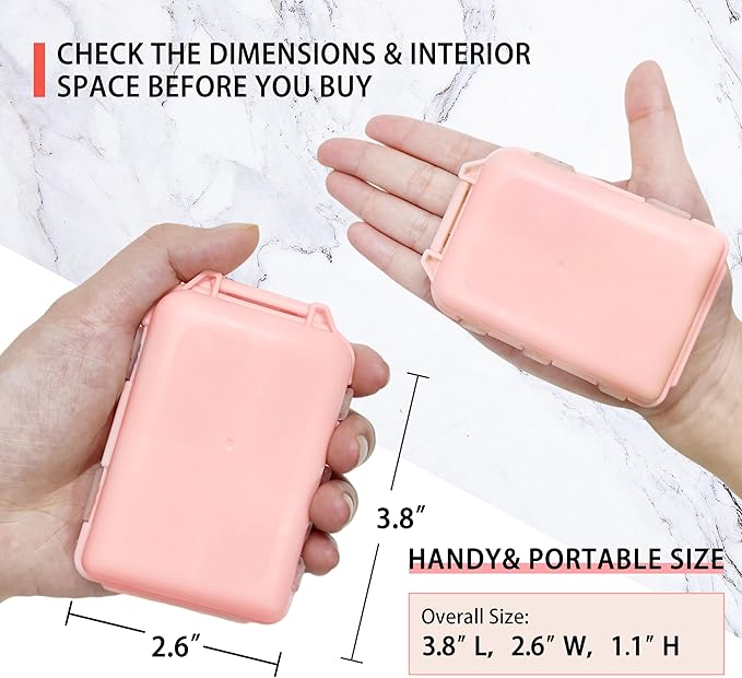 Pill Organizer with Medicine Labels 161 Labels Travel Daily Pill Container Mini Medication Organizer Storage Pill Organizer Travel Essentials Pill Case 7 Day (Pink, 1 Pack)