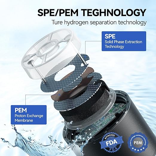 Hydrogen Water Bottle, 2200PPB in 3 Mins Hydrogen Water Generator, SPE PEM Technology, 14oz Portable Hydro Water Machine for Home, Travel, Gym | Best Health Gift for Family & Friends
