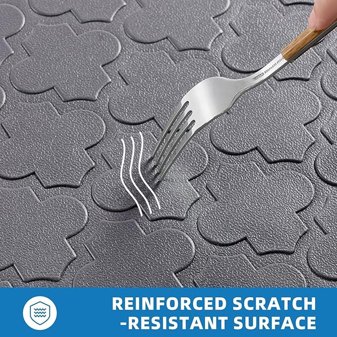 Kitchen Mats for Floor - Anti Fatigue Mats for Kitchen Floor - Non Slip Cushioned Rugs for Standing, Office, Sink, Laundry, Grey