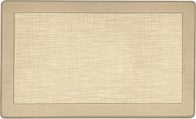 Anti-Fatigue Floor Comfort Mat - 18 x 30 Inch (Clarke Tan) - Non-Slip Kitchen Mats for Floor - Easy to Clean Cushioned Standing Mat for Bathroom & Office Desk - Achim Home Décor