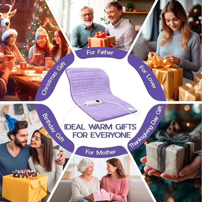 Heating Pad for Back Pain & Cramps Relief, Electric Heating Pad for Neck/Shoulders/Legs/Arms/Knee, Dry&Moist Heating Pads, 6 Heat Settings, Auto Off, Machine Washable, Gifts for Women(20''x24'')