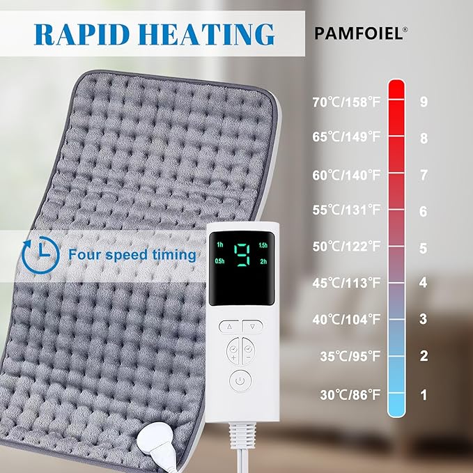 Warming Pad-Machine Washable Soft Small Heating Pad Electric for Pain Relief,with 9 Heat Settings & 4 Timer Modes - Warming Pad for Back, Neck,Shoulders,Legs,Period Cramps-Woman Gifts for Birthday