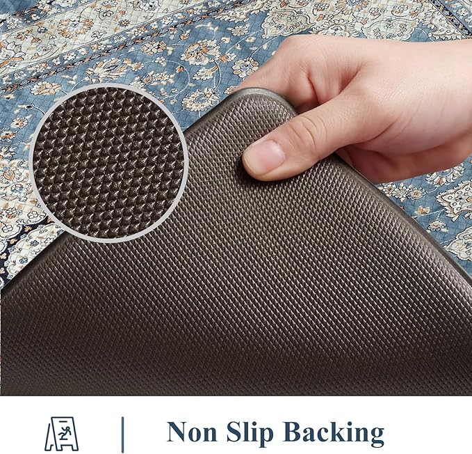 Collive Boho Kitchen Mat, Cushioned Anti Fatigue Kitchen Rug Set 2 Piece Non-Skid Waterproof Kitchen Mats for Floor, Comfort Heavy Duty Standing Mat for Kitchen, Laundry, Office, Desk