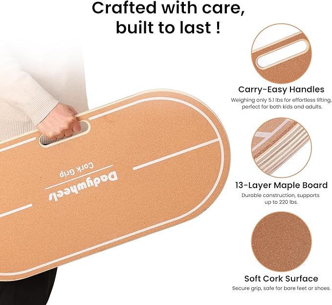 Standing Desk Balance Board - Lightweight & Portable 28"x13" Wobble Board for Active Standing, Improving Balance & Core Strength at Office or Home
