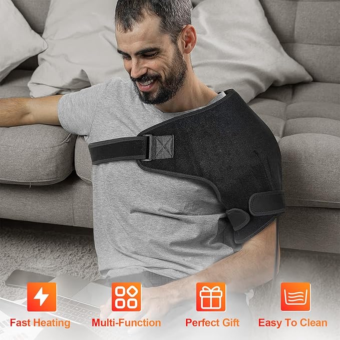 UTK Shoulder Heating Pads for Rotator Cuff Pain, Far Infrared Heating Pad for Shoulder, Shoulder Wrap with Natural Jade & Auto Shut Off & Smart Controller, Larger Size Shoulder Straps Gifts for Men