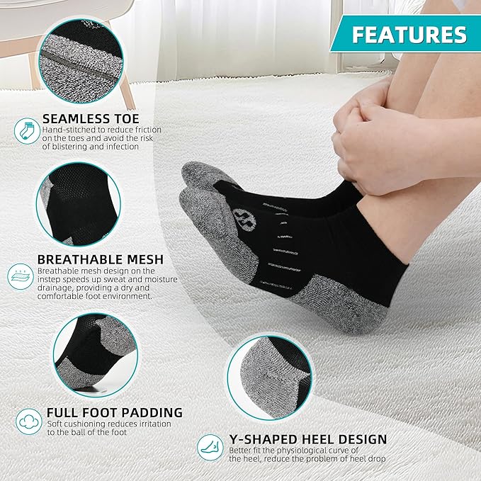 Diabetic Socks for Men,4 & 6 Pairs Low Cut Bamboo Viscose Wide Mens Diabetic Socks Size 9-11 10-13