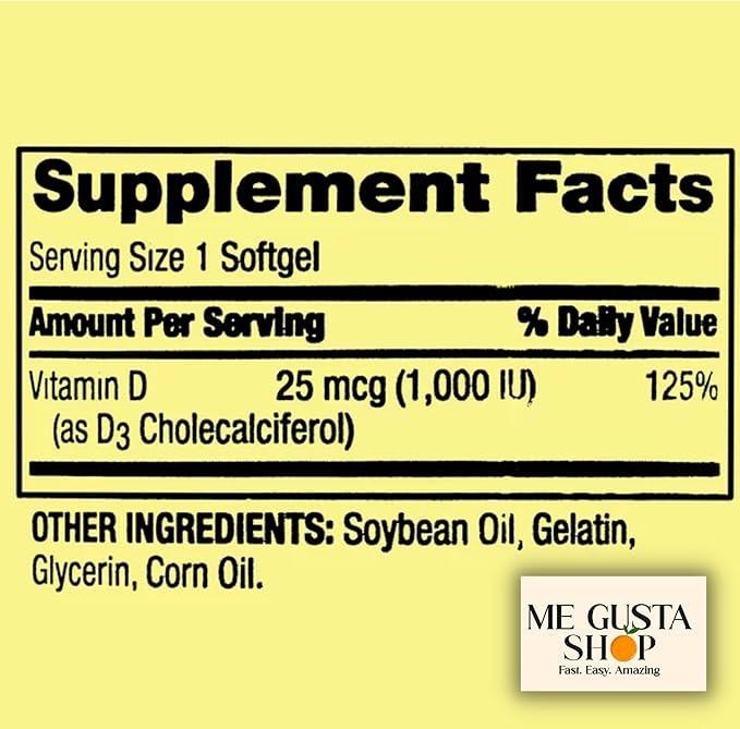 Vitamin D3 25mcg, 1,000 IU, 450 Count Softgels Spring Valley Bundle with Pill Organizer and Me Gustas Sticker Pack of 02