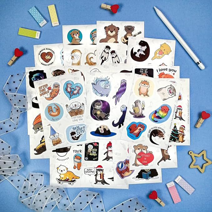 BulbaCraft 100Pcs Sea and River Otter Stickers for Laptop and Water Bottle - Otter Gifts, Cute Stuff, Gifts for Women & Men