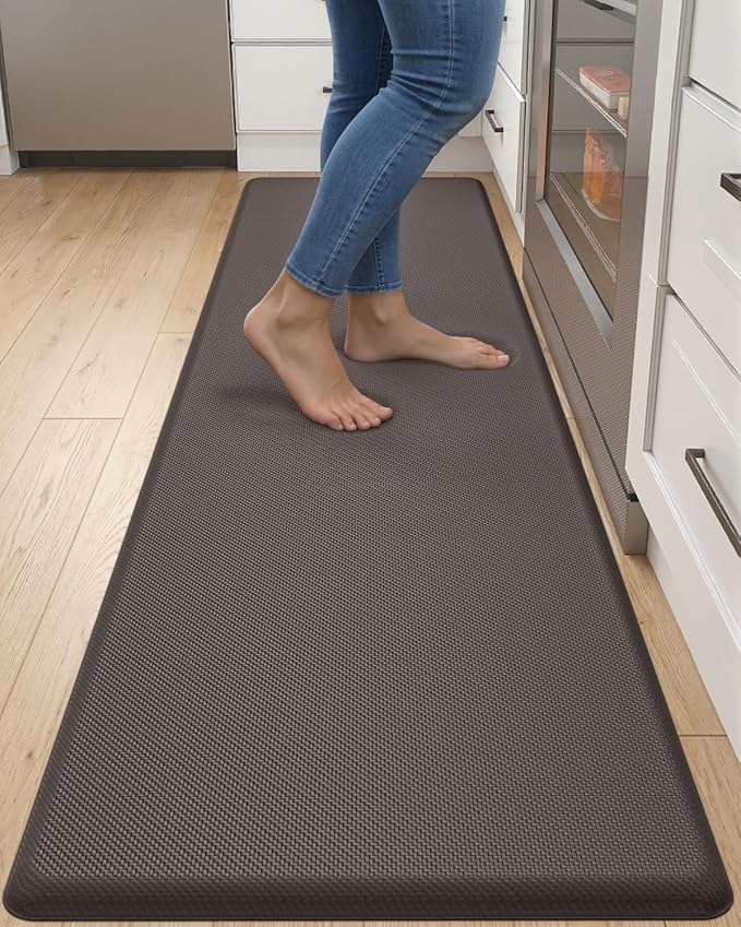 DEXI Kitchen Mat Cushioned Anti Fatigue, Extra Long Large Comfort Standing Floor Mats Waterproof, Memory Foam Antifatigue Runner Rug for Desk Office, Sink, Laundry, 70x20, Brown