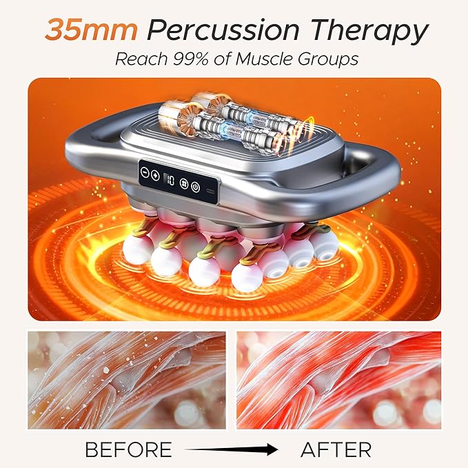 16 Head Massage Gun Deep Tissue - 2026 Upgrade 16-Drive Back Muscle Massager with Adjustable 9 Modes & 9 Levels, Quiet Percussion Massager for Legs, Waist, Back, Buttocks Muscles Pain Relief (Gray)