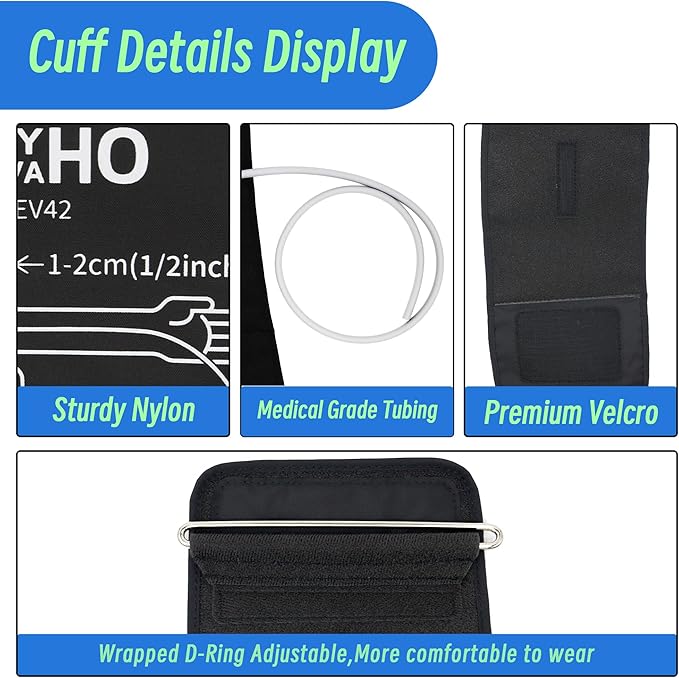 Quality Blood Pressure Cuff Compatible with Omron 9"-17"(22-42cm) Replacement Cuff Wide Range D-Ring for Adult Big Arms Home Use
