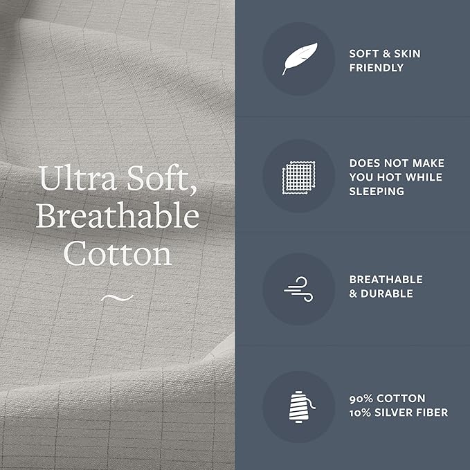 GroundLuxe Organic Fitted Grounding Sheet in Gray for a Twin XL Size Bed