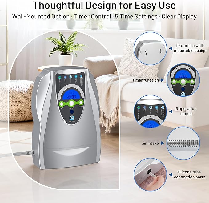 Ozone Machine Generator, Multifunctional with Timer, 500mg/h Portable Ozone Machine for Home, Kitchen, Office, Cleaning Water, Fruits and Vegetables