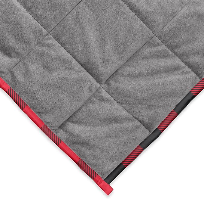 Ella Jayne - Luxury Reversible Weighted Blanket for Adults, Queen/King/Twin Size, Heavy Black/Red - 15lb