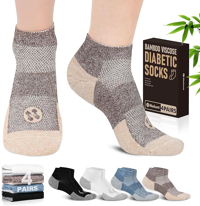 Diabetic Socks for Men,4 & 6 Pairs Low Cut Bamboo Viscose Wide Mens Diabetic Socks Size 9-11 10-13