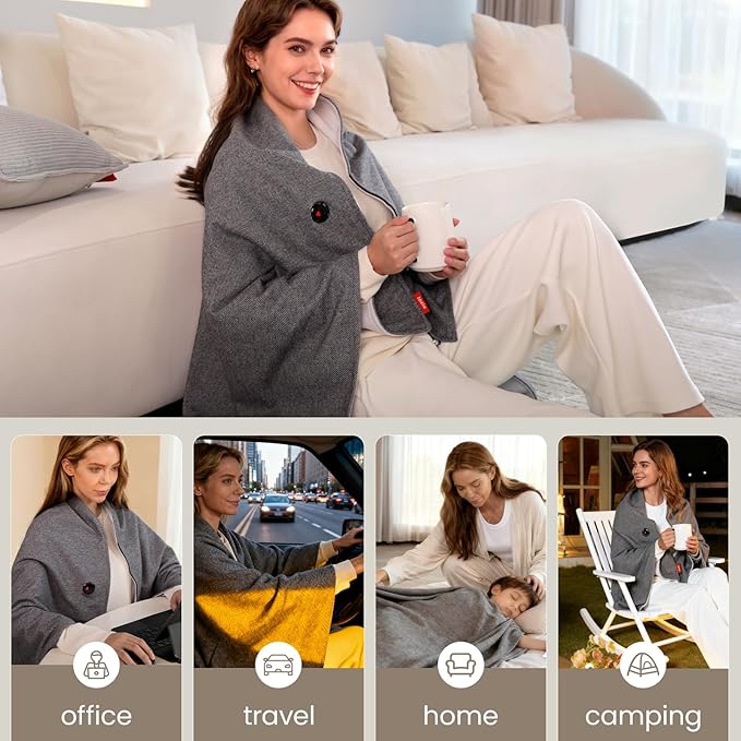 Heating Pad, Heated Shawl Wraps for Women,Portable Heated Shawl 29.53" × 57.09 "(75x145CM) Extra Large XXXL, 3 Heating Levels Heat Pad, Gifts for Women and Mom,