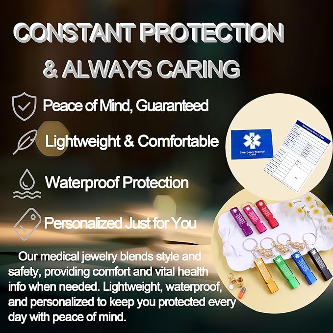 Warfarin Alert Brass Gourd Pill Organizer Keychain with Blue Emergency Whistle – Waterproof Engraved Medical Pill Storage Case for Outdoor, Fitness, and Travel Use