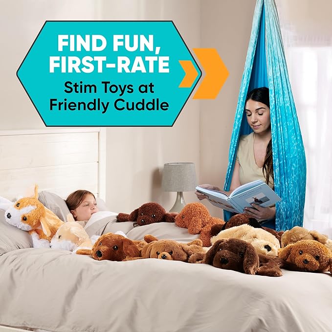 FRIENDLY CUDDLE Weighted Lap Blanket for Kids & Adults – Kids Weighted Blanket – ASD, Sensory Processing Weighted Stuffed Animals Dog Toy – Microwavable Weighted Lap Pad for Kids, 5 Lbs.