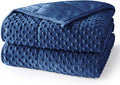 Weighted Blanket for Adults Twin Size 15 lbs, Soft Cooling Minky Dot Heavy Breathable Blanket for All-Season, Washable Weighted Throw with Glass Beads, 48 x 72 Inches, Navy Blue