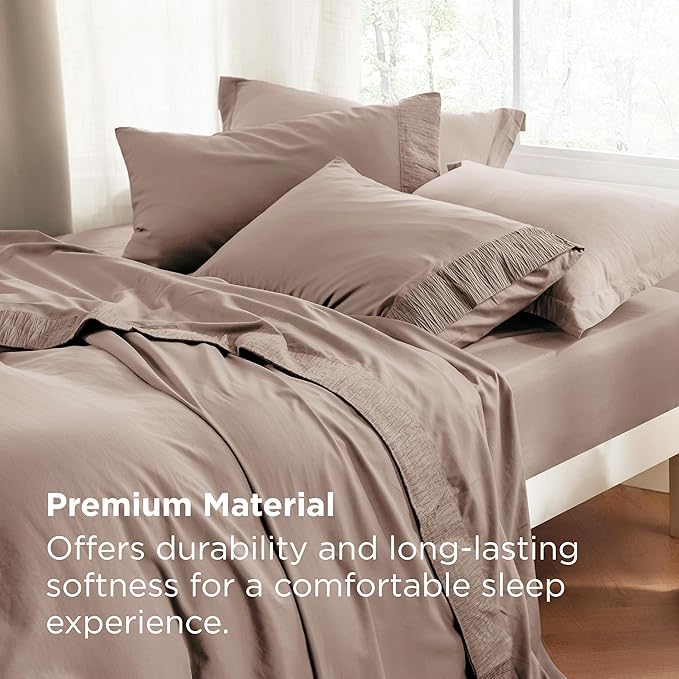 Bedsure Twin XL Sheet Sets Dorm Bedding - 3 Pieces Soft Extra Long Twin Sheets, Hotel Luxury, Easy Care Microfiber for Women, Men, Khaki