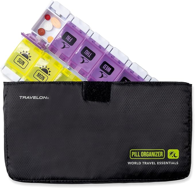 Travelon World Travel Essentials 7-Day Am/Pm Push Button Pill Case