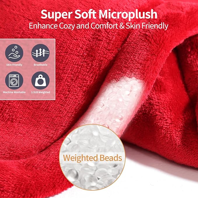 Heating Pad for Neck and Shoulders and Back,Weighted Neck Heating Pads for Back Pain Relief, Shoulder Heating Pad with 4 Heat Settings, Auto-Off, Christmas Gifts for Women Men Mom Dad,19'' x 22'', Red