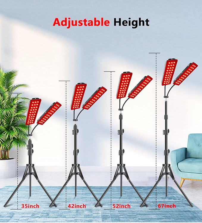 Red Light Therapy for Face Body, Astarexin Dual-Headed Infrared Light Therapy Lamp with Stand - 660nm Redlight and 850nm Near Infrared Light Therapy Device for Fully Body Pain Relief