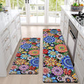 Likiyol Boho Kitchen Rugs, Boho Floral Anti Fatigue Kitchen Mat for Floor, Bohemian Flowers Non Slip Washable Kitchen Floor Mats, Comfort Standing Mat, 18'' x 48'' + 18'' x 60''