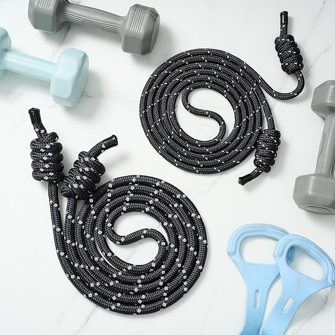 Lewtemi 2 Pcs Flow Rope for Fitness Double Woven Workout Rope Adjustable Length Flow Jump for Working out Men Women Training Exercise Gym Indoor Outdoor Beginner, 9 ft