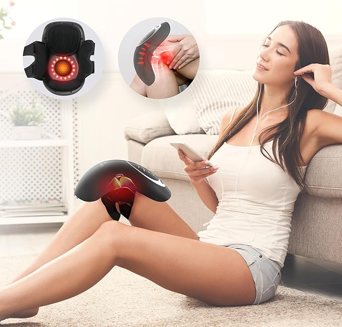 Knee Massager with Heat - Heating and Vibrating Pain Relief Knee Massager for Arthritis, Gifts for Elderly, Dad, Mom