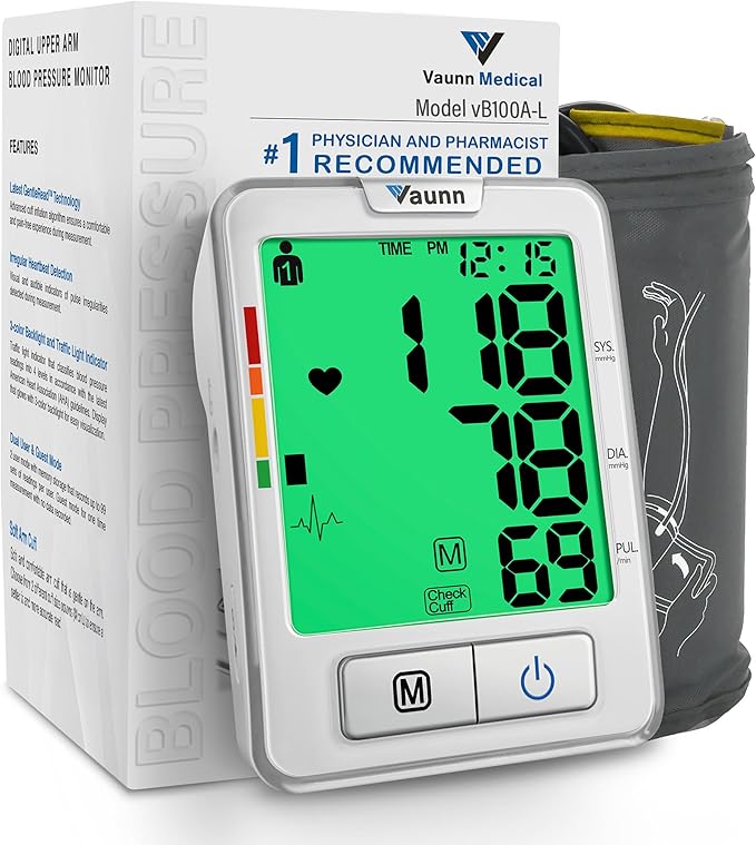 Vaunn Medical Automatic Upper Arm Blood Pressure Monitor, Extra Large Arm Cuff 12.6" - 20.5"