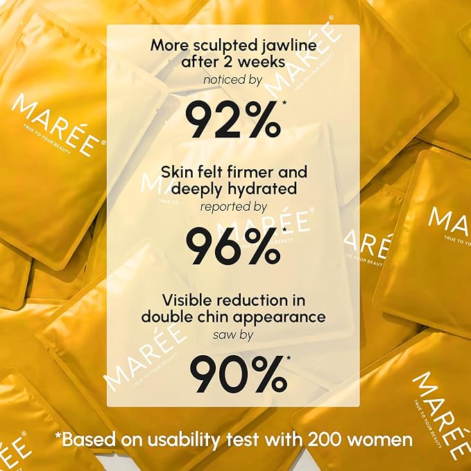 MAREE V Line Lifting Mask with 24K Gold – Deep Collagen Face Mask for Women – Jawline Shaper Mask with Retinol & Hyaluronic Acid – Neck Tightening & Firming – Double Chin Strap for Face Lift