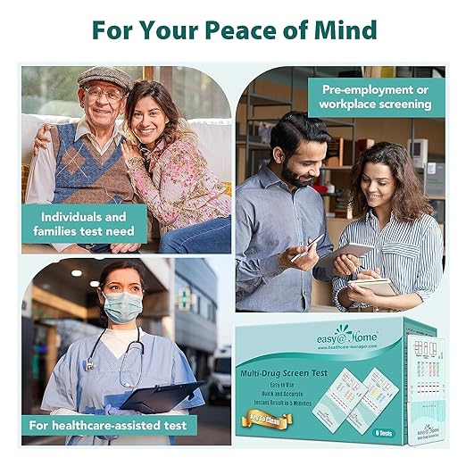 Easy@Home Multi-Drug Screen Test: Check for Buprenorphine (BUP), Cocaine (COC), Morphine (MOR), Methadone (MTD), Oxazepam (BZO), Oxycodone (OXY) -#EDOAP-865 (6 Pack)
