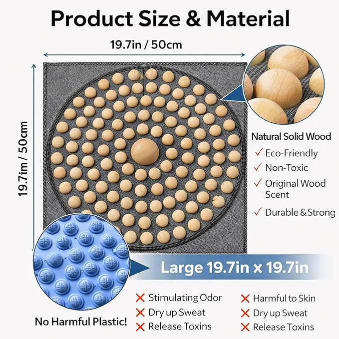 Foot Massage Mat Made from Natural Hardwood for Daily Relaxation, Foldable Acupressure Pad for Standing & Sitting, Designed for Office Workers, Long Standing Jobs & Home Use