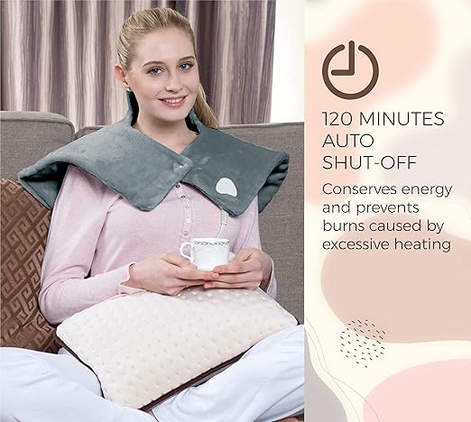 Pursonic Electric Neck & Shoulder Heating Pad, Heat Therapy for Muscle Pain, Cramps,Sore Muscles in Neck & Back Areas, 3 Heat Settings, Auto Shut-Off