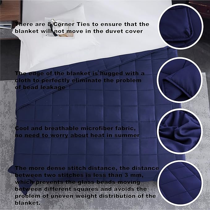 L'AGRATY Weighted Blanket - 48"x72" 20lbs Cooling Breathable Heavy Blanket Microfiber Material with Glass Beads for Adult All-Season Summer Fall Winter Soft Thick Comfort