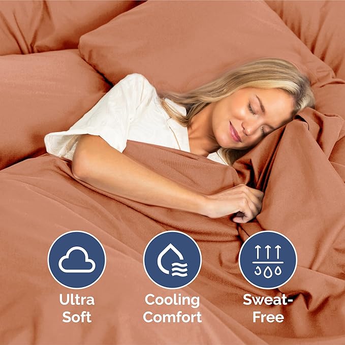 King Size 4 Piece Sheet Set - Extra Soft, Breathable & Cooling Sheets - Hotel Luxury Durable Bed Sheets for Women & Men - Deep Pockets, Easy-Fit & Wrinkle-Free Sheets - Warm Peach Oeko-Tex Bed Sheets