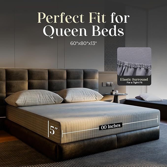 Grounding Sheets Queen, 95% Organic Cotton + 5% Pure Silver Fiber, Bed Grounding Sheets for Healthy Sleep Therapy, Grounded Sheets with Grounded Cord Kit [60"x 80"x 16" Gray] (Queen)