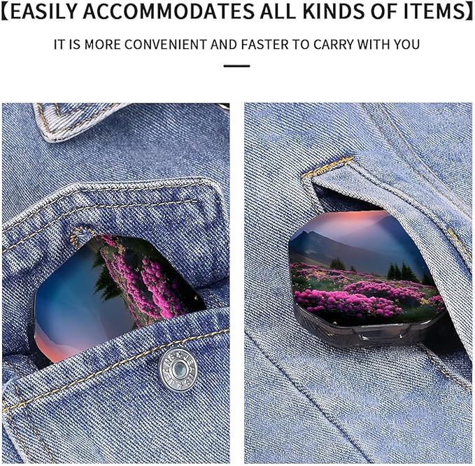 This Portable Pink Rhododendron Sunset Pattern 4-Compartment Pillbox Can Be Placed in A Pocket Or Wallet to Store Vitamins, Medicines Fish Oil Health Supplements Other Medications.